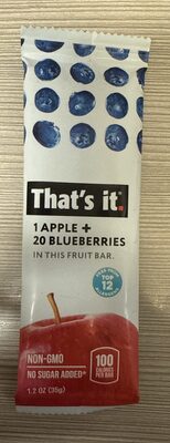 1 Apple + 20 Blueberries Fruit Bar, Apple + Blueberries