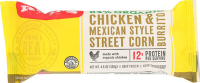 Chicken & Mexican Style Street Corn 84% Organic Burrito, Chicken & Mexican Style Street Corn