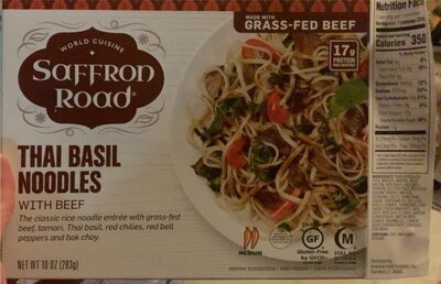 Medium Thai Basil Noodles With Beef The Classic Rice Noodle Entree With Grass-Fed Beef, Tamari, Thai Basil, Red Chilies, Red Bell Peppers And Bok Choy., Medium Thai Basil Noodles