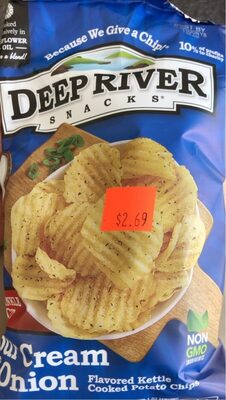 Krinkle Cut Sour Cream & Onion Flavored Kettle Cooked Potato Chips, Sour Cream; Onion