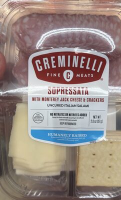 Sopressata Uncured Italian Salami With Monterey Jack Cheese & Crackers, Sopressata With Monterey Jack Cheese & Crackers