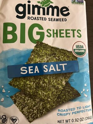 Big Sheets Sea Salt Roasted Seaweed, Sea Salt