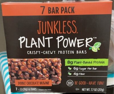 Double Chocolate Brownie Plant Power Crispy-Chewy Protein Bars, Double Chocolate Brownie