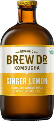 Peruvian Ginger Lemon Green Tea Organic Kombucha, Ginger Lemon
