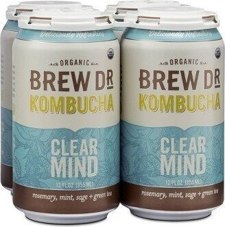 Clear Mind Rosemary Mint Sage Green Tea Kombucha, Clear Mind