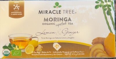 Lemon & Ginger Caffeine Free Moringa Organic Superfood Tea Bags, Lemon & Ginger