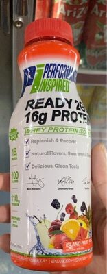 Ready 2Go Protein 16 G, Potassium 110 Mg Whey Protein Isolate Liquid, Island Fruit Punch, Island Fruit Punch