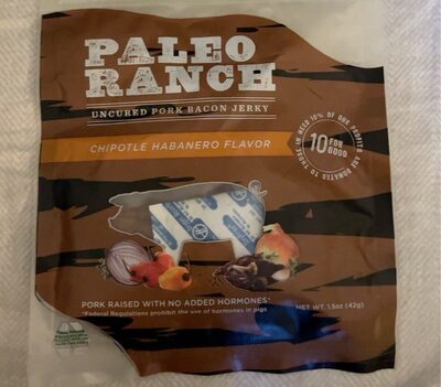 Chipotle Habanero Flavor Uncured Pork Bacon Jerky, Chipotle Habanero