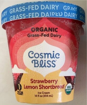Strawberry Lemon Shortbread Organic Grass-Fed Dairy Ice Cream, Strawberry Lemon Shortbread
