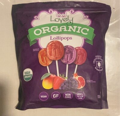 Strawberry, Pomegranate, Mango, Grape Organic Lollipops, Strawberry, Pomegranate, Mango, Grape