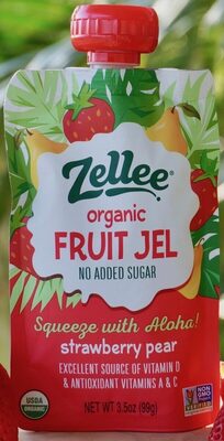 Strawberry Pear Organic Plant-Based Fruit Jel, Strawberry Pear