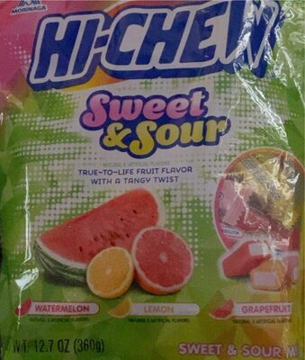 Sweet & Sour Mix Watermelon, Lemon, Grapefruit Fruit Chews, Sweet & Sour Mix