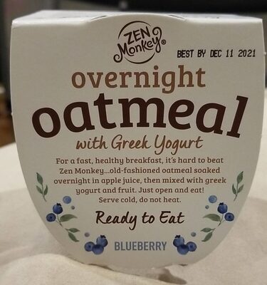Blueberry Overnight Oatmeal With Greek Yogurt, Blueberry