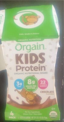Kids Protein 8G Organic Nutrition Nutritional Shake, Chocolate, Chocolate