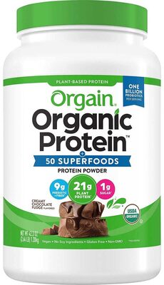 Organic Plant-Based Protein 21 G + Probiotics Powder, Creamy Chocolate Fudge, Creamy Chocolate Fudge