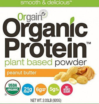 Organic Plant-Based Protein 21G, Sugar 1G, Prebiotic + Fiber 5G Protein Powder, Peanut Butter, Peanut Butter