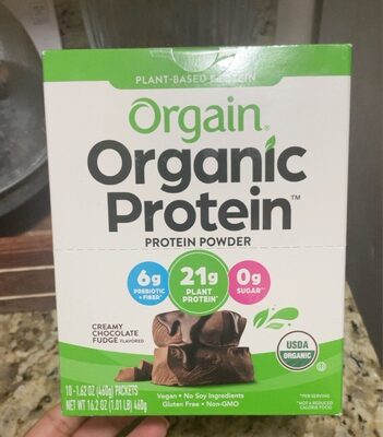 Organic Plant-Based Protein 21 G Powder, Creamy Chocolate Fudge, Creamy Chocolate Fudge