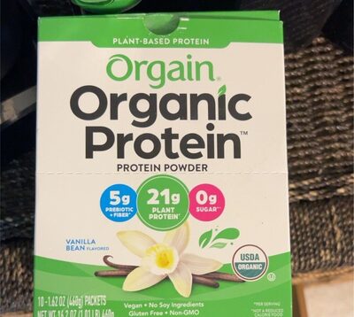 Organic Plant-Based Protein 21G Powder, Vanilla Bean, Vanilla Bean