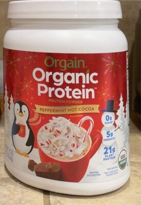 Organic Plant Protein 21 G, Sugar 0 G, Prebiotic 5 G Protein Powder, Peppermint Hot Cocoa, Peppermint Hot Cocoa