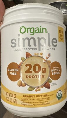 Simple Plant Protein 20 G Powder, Peanut Butter, Peanut Butter
