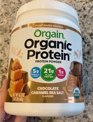 Organic Protein Plant Protein 21G Protein Powder, Chocolate Caramel Sea Salt, Chocolate Caramel Sea Salt