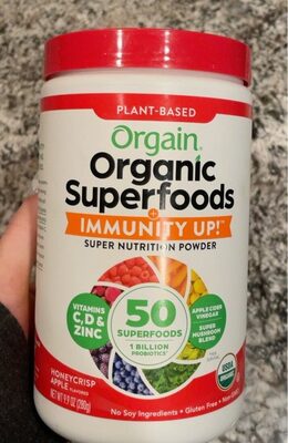 Organic Plant-Based 50 Superfoods, 1 Billion Probiotics + Immunity Up! Super Nutrition Powder, Honeycrisp Apple, Honeycrisp Apple
