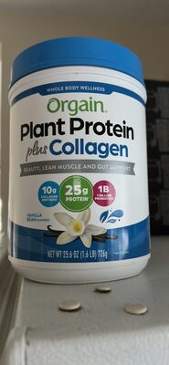 Plant Protein 25 G Plus Collagen 10 G Powder, Vanilla Bean, Vanilla Bean