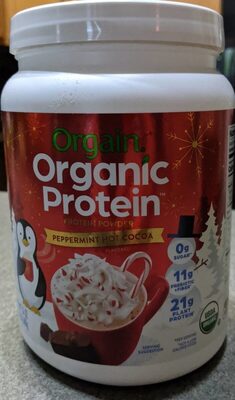 Peppermint Hot Cocoa Flavored Organic Protein Powder, Peppermint Hot Cocoa