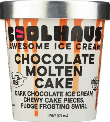 Chocolate Molten Cake Chocolate Ice Cream With Cake Truffle Pieces & A Chocolate Frosting Swirl, Chocolate Molten Cake