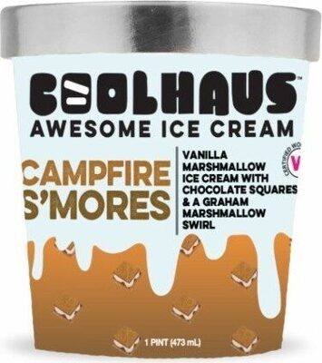 Campfire S'Mores Vanilla Marshmallow Ice Cream With Chocolate Squares & A Graham Marshmallow Swirl, Campfire S'Mores