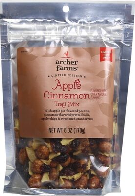 Apple Cinnamon Pecan Trail Mix With Apple-Flavored Pecans, Cinnamon Yogurt-Flavored Pretzel Balls, Apple Chips And Sweetened Cranberries, Apple Cinnamon Pecan