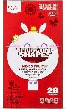 Mixed Fruit Strawberry, Grape, Orange, Cherry & Fruit Punch Springtime Shapes Fruit-Flavored Snacks, Mixed Fruit