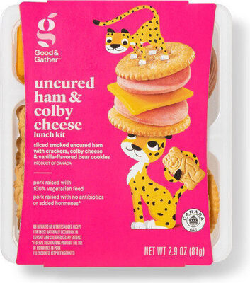 Uncured Ham & Colby Cheese Crackers & Vanilla Flavored Bear Cookies Lunch Kit, Uncured Ham & Colby Cheese