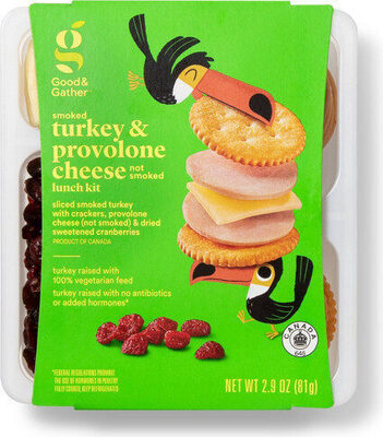 Smoked Turkey & Provolone Cheese (Not Smoked) Crackers & Dried Sweetened Cranberries Lunch Kit, Smoked Turkey & Provolone Cheese