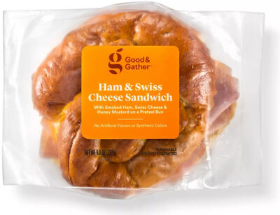 Ham & Swiss Sandwich With Smoked Ham, Swiss Cheese & Honey Mustard On A Pretzel Bun, Ham & Swiss