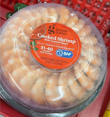 Tail-On, Peeled & Needle-Deveined Cooked Shrimp With Cocktail Sauce, Cocktail Sauce
