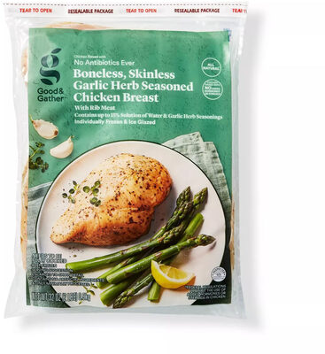 Garlic Herb Seasoned Boneless, Skinless Chicken Breast With Rib Meat, Garlic Herb Seasoned