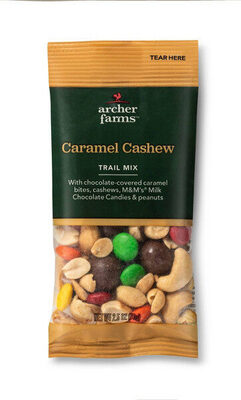 Caramel Cashew With Chocolate-Covered Caramel Bites, Cashews, M&M's Milk Chocolate Candies & Peanuts Trail Mix, Caramel Cashew