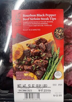 Bourbon Black Pepper Beef Sirloin Steak Tips, Bourbon Black Pepper