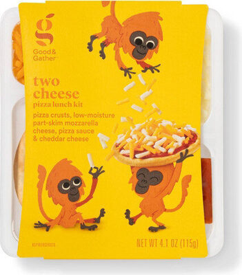 Two Cheese Pizza Crusts, Low-Moisture Part-Skim Mozzarella Cheese, Pizza Sauce & Cheddar Cheese Pizza Lunch Kit, Two Cheese