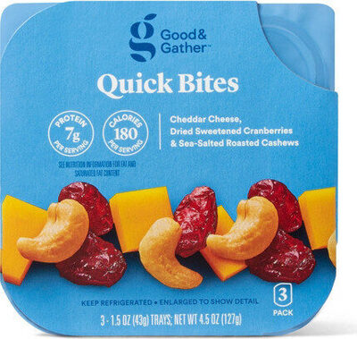 Cheddar Cheese, Dried Sweetened Cranberries & Sea-Salted Roasted Cashews Quick Bites, Cheddar Cheese, Dried Sweetened Cranberries & Sea-Salted Roasted Cashews