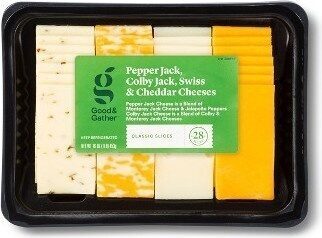 Pepper Jack, Colby Jack, Swiss & Cheddar Classic Cheeses Slices, Pepper Jack, Colby Jack, Swiss & Cheddar