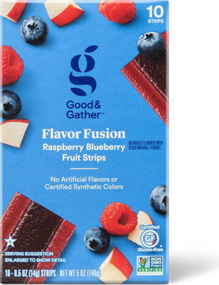 Raspberry Blueberry Flavor Fusion Fruit Strips, Raspberry Blueberry