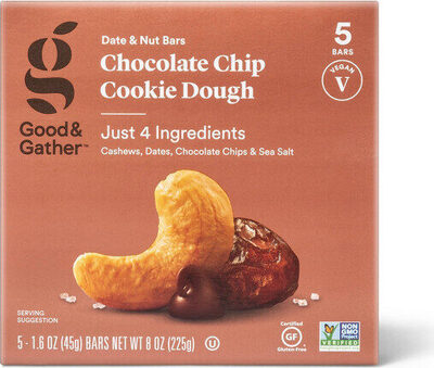 Chocolate Chip Cookie Dough Date & Nut Bars, Chocolate Chip Cookie Dough