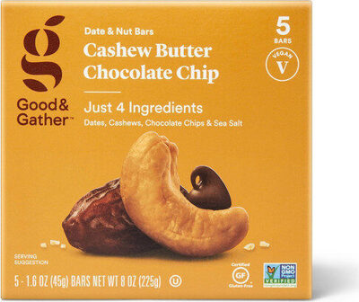 Cashew Butter Chocolate Chip Date & Nut Bars, Cashew Butter Chocolate Chip