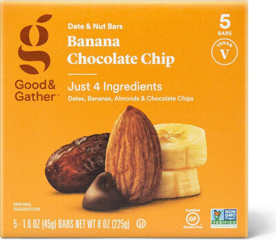 Banana Chocolate Chip Date & Nut Bars, Banana Chocolate Chip