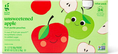 Unsweetened Apple Fruit Puree Pouches, Unsweetened Apple