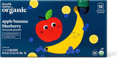 Apple Banana Blueberry Fruit Puree Pouches, Apple Banana Blueberry