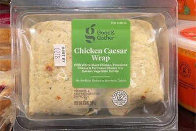 Chicken Caesar Wrap With Grilled Seasoned Chicken Breast With Rib Meat, Smoked Provolone Cheese, Parmesan Cheese & Caesar Dressing In Garlic Herb Tortilla, Chicken Caesar