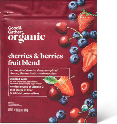 Cherries & Berries Blueberries, Dark Sweet Pitted Cherries, Tart Pitted Cherries & Strawberry Slices Fruit Blend, Cherries & Berries